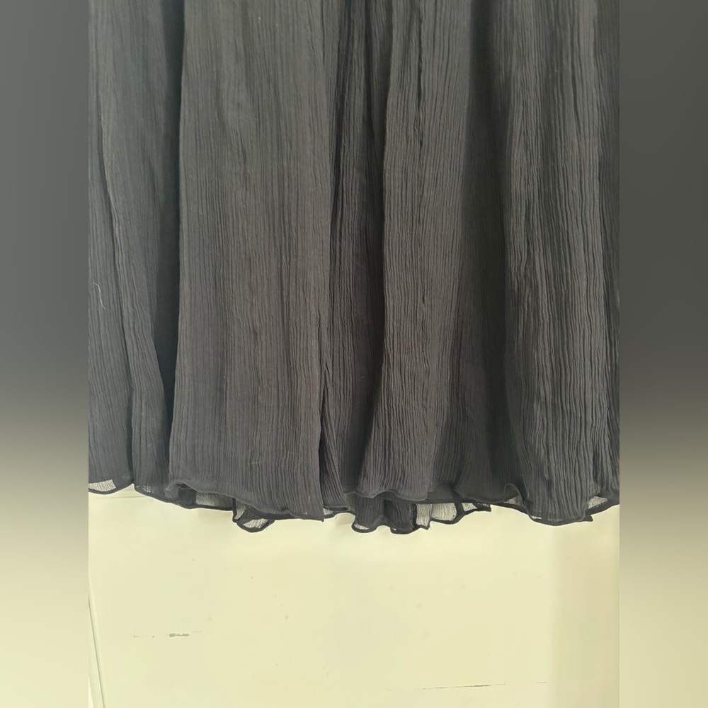 Vintage Jones New York 100% Silk Midi Skirt Black Pleated Crinkle Size 6 - Picture 3 of 7